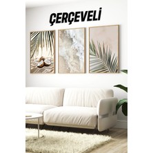 KutuTR 🏝️ Tropik Kumsal ve Deniz Temalı 3’lü Çerçeveli Tablo Seti – Uv Baskı CRV1051