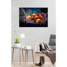 KutuTR Meyve Şöleni Temalı Su Sıçramalı Temperli Cam Tablo 50X70 cm 2d Uv Baskı - YCT013
