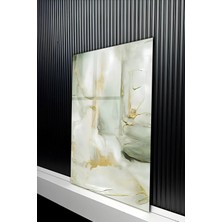 KutuTR Modern Soyut Mermer Dokulu Gold Detaylı Temperli Cam Tablo 50X70 cm 2d Uv Baskı - YCT224