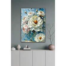 KutuTR Vazoda Beyaz Şakayık Çiçekleri Temperli Cam Tablo 50X70 cm 2d Uv Baskı - YCT108