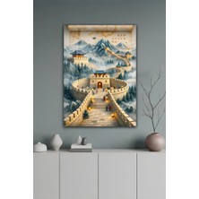KutuTR Sisli Dağlarda Çin Seddi Temalı Temperli Cam Tablo 50X70 cm 2d Uv Baskı - YCT084