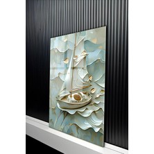 KutuTR Modern Kabartma Efektli Yelkenli Gemi Temalı Temperli Cam Tablo 50X70 cm 2d Uv Baskı - YCT132