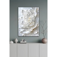 KutuTR Kabartma Efektli Şık Şakayık Çiçeği Tasarımlı Temperli Cam Tablo 50X70 cm 2d Uv Baskı - YCT129