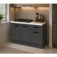 T Designo Lark Mutfak 3 Kapaklı 1 Çekmeceli Mutfak Alt Modül 100 cm - Çok Amaçlı Dolap -Beyaz Laminat Tezgah Dahil