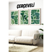 KutuTR 3’lü Mdf Tablo Seti – Yeşil Yaprak ve Tropikal Bitki Desenli – 2d Uv Baskı Duvar Dekoru- CRV1243