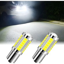 Vlotho P21W Beyaz Mercekli LED 93 Sinyal Stop Ampul 33 LED 12V Tek Duy Düz Tırnak