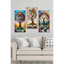 KutuTR 3D Görünümlü 2d Uv Baskı Temperli Cam Tablo Set – Fantastik Kitap ve Ağaç Konsepti 30X60 Cm- DCS049
