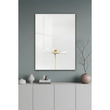 KutuTR Minimalist Beyaz Papatya Temalı Tasarımlı Temperli Cam Tablo 50X70 cm 2d Uv Baskı - YCT117