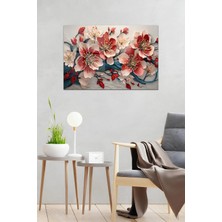 KutuTR Kırmızı ve Beyaz Çiçekli Temperli Cam Tablo 50X70 cm 2d Uv Baskı - YCT021