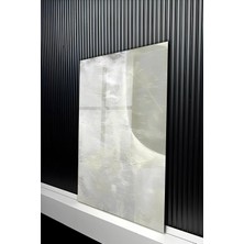 KutuTR Minimalist Soyut Tasarım Beyaz ve Gri Tonlu Temperli Cam Tablo 50X70 cm 2d Uv Baskı - YCT167