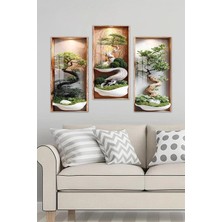 KutuTR 3D Görünümlü 2d Uv Baskı Temperli Cam Tablo Set–hayat Ağacı ve Doğal Zen Temalı 30X60CM - DCS012