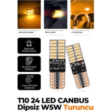 Kingstar T10 Dipsiz W5W Canbus 24 Ledli Turuncu Park Plaka Ampulü (2 Adet)
