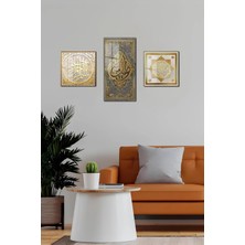 KutuTR 3D Görünümlü 2duv Baskı Temperli Cam Tablo Set– Islami Dekor– Kare 33X33CM-DIKDÖRTGEN 30X60CM-KDK001