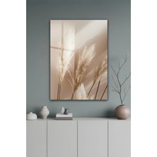 KutuTR Modern Naturel Pampas Otu Tasarımlı Temperli Cam Tablo 2d Uv Baskı - YCT419