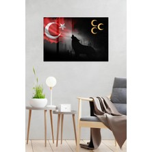 KutuTR Türk Bayrağı ve Bozkurt Temalı Temperli Cam Tablo 50X70 cm 2d Uv Baskı - YCT040