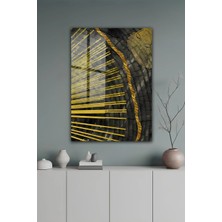 KutuTR Altın Buddha Figürlü Siyah Mermer Desenli Modern Temperli Cam Tablo 2d Uv Baskı - YCT648