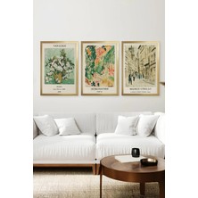 KutuTR Gold Renk Ahşap Çerçeveli Van Gogh, Matisse ve Maurice UTRILLO2DUV Baskı 3’lü Mdf Tablo-Gold CRV1159