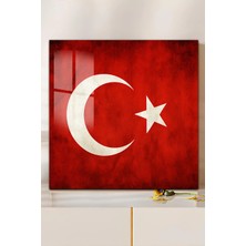 KutuTR 3D Görünümlü 2d Uv Baskı Temperli Cam Tablo – Türk Bayrağı Minimal Tasarım – 33X33 CM-CTK173