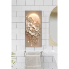 KutuTR Beyaz Çiçek ve Güneş Işığı Temalı Temperli Cam Dik Tablo 30X60 cm Ebadında Uv Baskı - DCT039