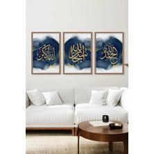 KutuTR Kahverengi Ahşap Çerçeveli 2duv Baskı 3’lü Mdf Tablo–huzur Veren Islami Aksesuar-Kahve CRV1069