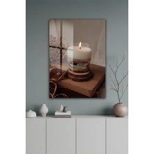 KutuTR Ahşap Sunumda Şık Kokulu Mum Temalı Temperli Cam Tablo 50X70 cm 2d Uv Baskı - YCT122