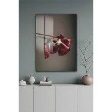 KutuTR Minimalist Tek Dal Lale Temalı Temperli Cam Tablo 2d Uv Baskı - YCT409