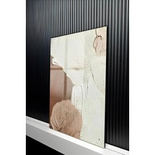 KutuTR Minimalist Dokulu Toprak ve Krem Tonlarında Temperli Cam Tablo 50X70 cm 2d Uv Baskı - YCT182