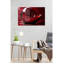 KutuTR Kırmızı Cam Damla Içinde Hayat Ağacı Temalı Temperli Cam Tablo 50X70 cm 2d Uv Baskı - YCT045