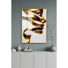 KutuTR Gold Alüminyum Çerçeve Soyut Insan Yüzü Temalı Temperli Cam Tablo 2duv Baskı -Gold GCT056