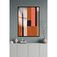 KutuTR Siyah Alüminyum Çerçeve Modern Geometrik Kemer Desenli Temperli Cam Tablo Uv Baskı -Siyah SCT199