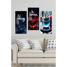 KutuTR 3D Görünümlü Temperli Cam Tablo Seti – Elma Figürlü Modern Tasarım 30X60 cm Uv Baskı - DCS007