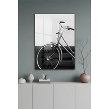 KutuTR Siyah Beyaz Retro Bisiklet Temalı Temperli Cam Tablo 2d Uv Baskı - YCT481