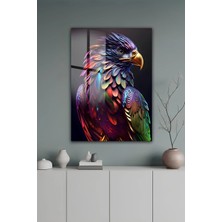 KutuTR Modern Rengarenk Kartal Portresi Temperli Cam Tablo 2d Uv Baskı - YCT456