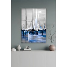 KutuTR Sanatsal Yelkenli ve Deniz Temalı Temperli Cam Tablo 2d Uv Baskı - YCT454