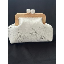 Kadın Özel Tasarım El Işçiliği Bohem Ahşap Çerçeveli Klipsli Portföy-Clutch Çanta