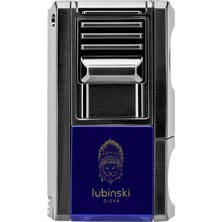 Lubinski Yeni Seri Dahili V-Cutter Delicili ve Iğneli Puro Çakmağı Mavi