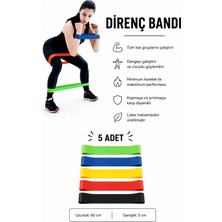 Yenilig 5’li Direnç Bandı Seti – 60X5 cm Pilates, Fitness ve Evde Spor Egzersiz Lastiği Çok Renkli