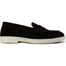 Deery Kadın Hakiki Süet Siyah Loafer Ayakkabı - 02038ZSYHC01