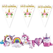 Parti Sürprizi Unicorn Teması Iyi Ki Doğdun Süs Set