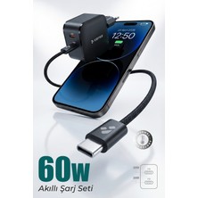 Kensa 60W Çift Portlu Usb-C Girişli Akıllı Hızlı Şarj Adaptör Kablo Seti - Pd ve Qc Destekli