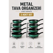 Yenilig 2 Adet Metal Tava Organizeri 4 Katlı Tava Rafı Mutfak Düzenleyici Yer Tasarruflu Tencere Standı Çok Renkli