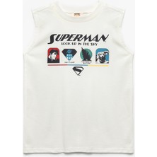 Koton Lisanslı Superman Baskılı Bisiklet Yaka Kolsuz Tişört