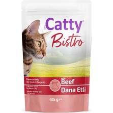 Catty Bistro Jöle Içinde Et Parçacıklı Dana Etli Yetişkin Kedi Konservesi 85 gr