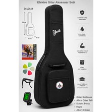 Yankı Egs-5 Elektro Gitar Kılıfı Softcase Seti Akort Cihazı Kapo Gitar Teli ve 5 Pena Hediyeli