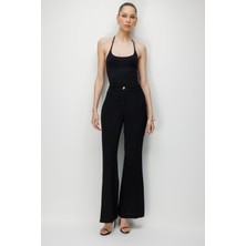 Moda İlgi Moda Ilgi Kadın Geniş Paça Yüksek Bel Pantolon 0116 Siyah