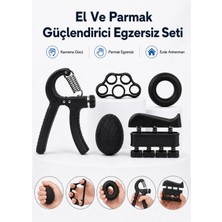 Yenilig El ve Parmak Güçlendirici Egzersiz Seti – Kavrama Gücü, Parmak ve Bilek Antrenmanı Için Spor Seti Siyah