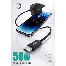 Kensa 50W Çift Portlu Usb-C Girişli Akıllı Hızlı Şarj Adaptör Kablo Seti - Pd ve Qc Destekli