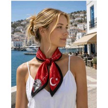 D2listone Desenli Fular Atatürk Ay Yıldızlı Bandana 50X50