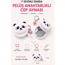 Yenilig Sevimli Panda Tasarımlı Peluş Anahtarlıklı Cep Aynası 7.5 cm Çok Renkli