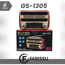 farissu Gold Sılver GS-1305 Nostaljik Taşınabilir Radyo